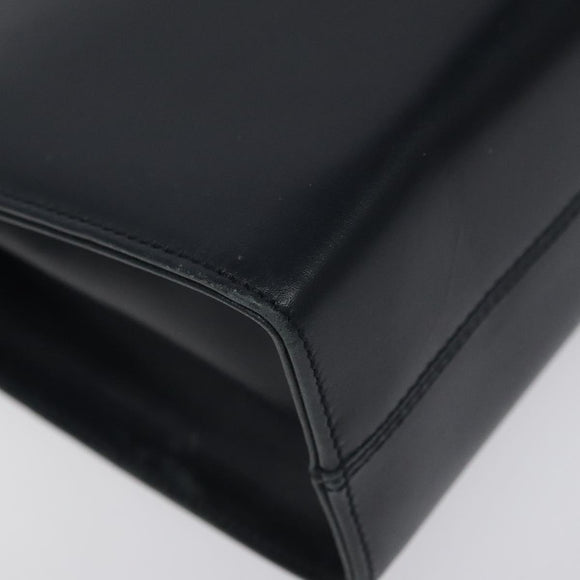 Salvatore Ferragamo Gancini Chain Shoulder Bag Leather Navy Gold Auth BD1060