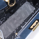 Salvatore Ferragamo Gancini Chain Shoulder Bag Leather Navy Gold Auth BD1060-16