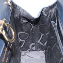 Salvatore Ferragamo Gancini Chain Shoulder Bag Leather Navy Gold Auth BD1060-17