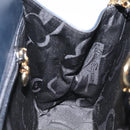 Salvatore Ferragamo Gancini Chain Shoulder Bag Leather Navy Gold Auth BD1060-18