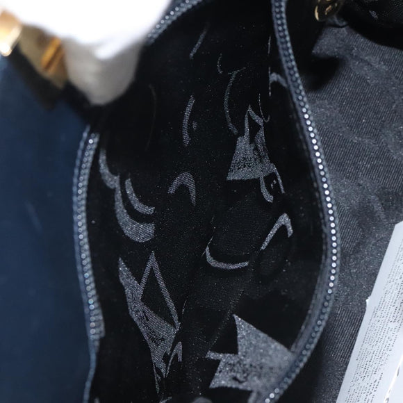 Salvatore Ferragamo Gancini Chain Shoulder Bag Leather Navy Gold Auth BD1060