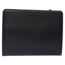 Salvatore Ferragamo Gancini Chain Shoulder Bag Leather Navy Gold Auth BD1060-3