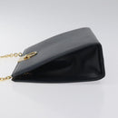 Salvatore Ferragamo Gancini Chain Shoulder Bag Leather Navy Gold Auth BD1060-5