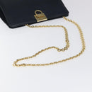 Salvatore Ferragamo Gancini Chain Shoulder Bag Leather Navy Gold Auth BD1060-7