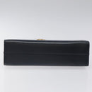 Salvatore Ferragamo Gancini Chain Shoulder Bag Leather Navy Gold Auth BD1060-9