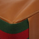 GUCCI Web Sherry Line Shoulder Bag Leather Brown Red Green Auth BD1064-11