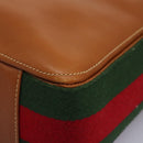 GUCCI Web Sherry Line Shoulder Bag Leather Brown Red Green Auth BD1064-12