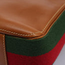 GUCCI Web Sherry Line Shoulder Bag Leather Brown Red Green Auth BD1064-14