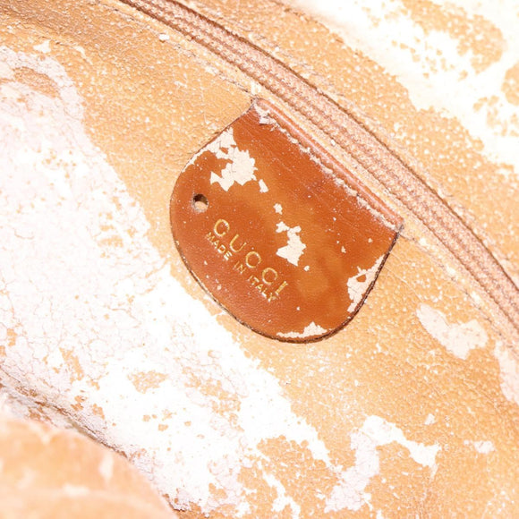 GUCCI Web Sherry Line Shoulder Bag Leather Brown Red Green Auth BD1064