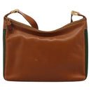 GUCCI Web Sherry Line Shoulder Bag Leather Brown Red Green Auth BD1064-3