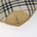 BURBERRY Nova Check Blue Label Shoulder Bag Nylon Beige Silver Auth BD107-9