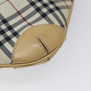 BURBERRY Nova Check Blue Label Shoulder Bag Nylon Beige Silver Auth BD107-14