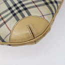 BURBERRY Nova Check Blue Label Shoulder Bag Nylon Beige Silver Auth BD107-16