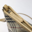 BURBERRY Nova Check Blue Label Shoulder Bag Nylon Beige Silver Auth BD107-10