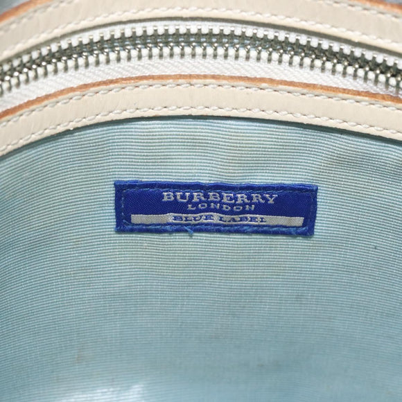 BURBERRY Nova Check Blue Label Shoulder Bag Nylon Beige Silver Auth BD107