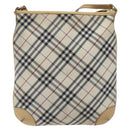 BURBERRY Nova Check Blue Label Shoulder Bag Nylon Beige Silver Auth BD107-13