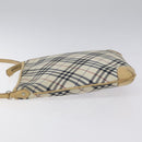 BURBERRY Nova Check Blue Label Shoulder Bag Nylon Beige Silver Auth BD107-4