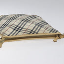 BURBERRY Nova Check Blue Label Shoulder Bag Nylon Beige Silver Auth BD107-6