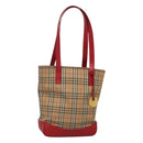 BURBERRY Nova Check Shoulder Bag Canvas Beige Red gold Auth BD1088-1