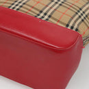 BURBERRY Nova Check Shoulder Bag Canvas Beige Red gold Auth BD1088-9