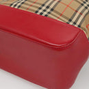 BURBERRY Nova Check Shoulder Bag Canvas Beige Red gold Auth BD1088-15