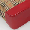 BURBERRY Nova Check Shoulder Bag Canvas Beige Red gold Auth BD1088-13