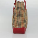 BURBERRY Nova Check Shoulder Bag Canvas Beige Red gold Auth BD1088-4