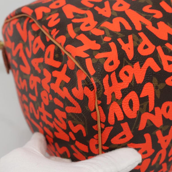 LOUIS VUITTON Monogram Graffiti Speedy 30 Hand Bag Orange M93705 Auth BD1094AM