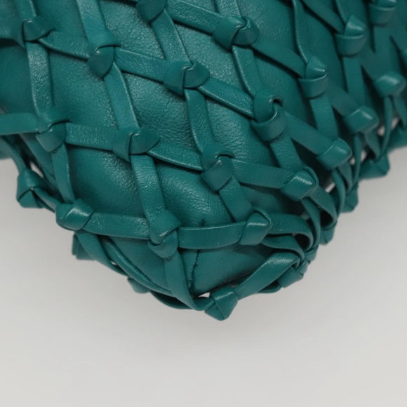 CHANEL Shoulder Bag Leather Turquoise Blue CC Auth BD1096AM