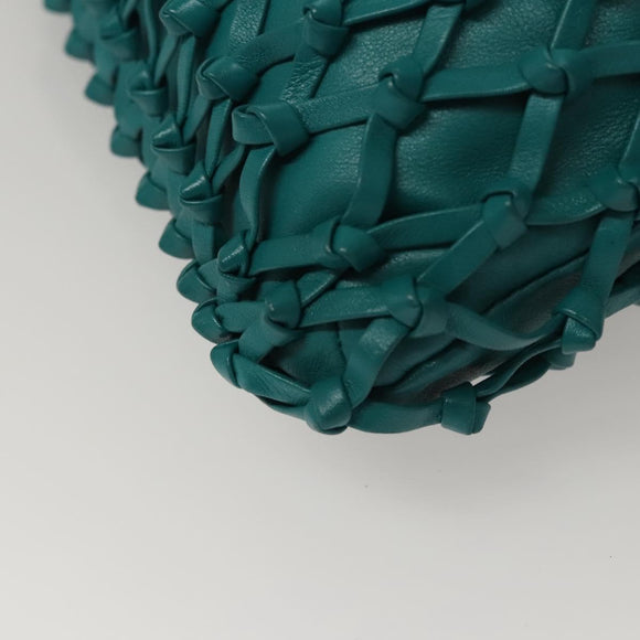 CHANEL Shoulder Bag Leather Turquoise Blue CC Auth BD1096AM