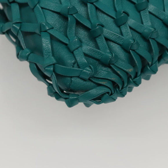 CHANEL Shoulder Bag Leather Turquoise Blue CC Auth BD1096AM