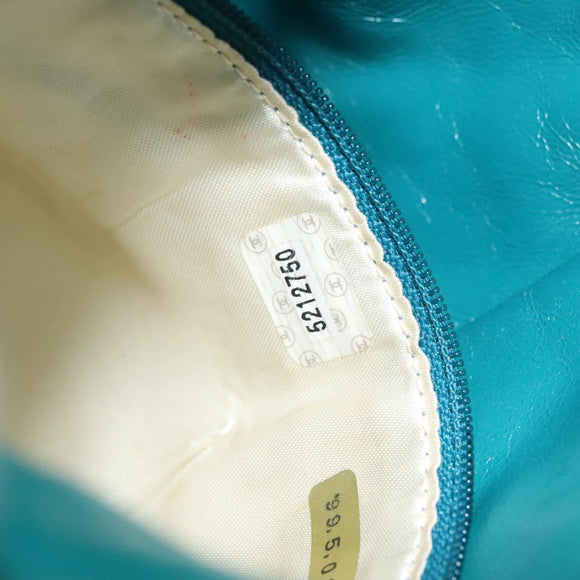 CHANEL Shoulder Bag Leather Turquoise Blue CC Auth BD1096AM