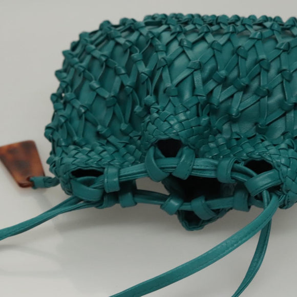 CHANEL Shoulder Bag Leather Turquoise Blue CC Auth BD1096AM