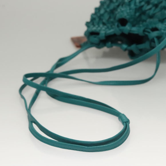 CHANEL Shoulder Bag Leather Turquoise Blue CC Auth BD1096AM