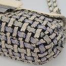 CHANEL Chain Shoulder Bag Tweed Blue CC Auth BD1099V-9