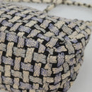 CHANEL Chain Shoulder Bag Tweed Blue CC Auth BD1099V-15