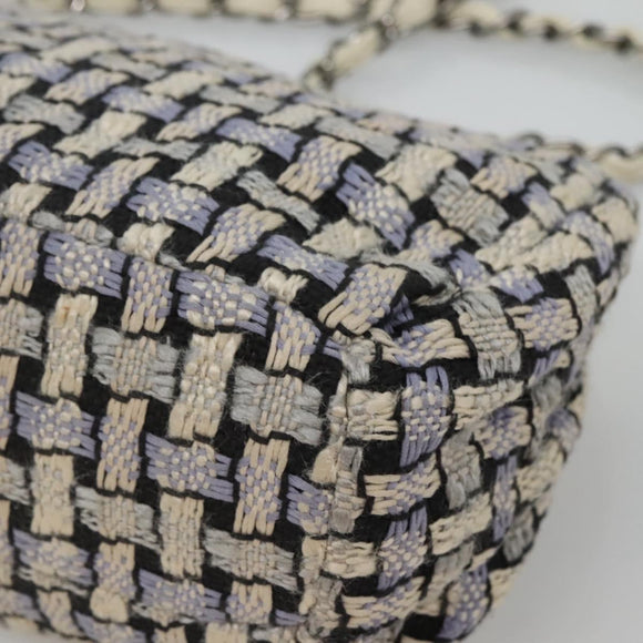 CHANEL Chain Shoulder Bag Tweed Blue CC Auth BD1099V