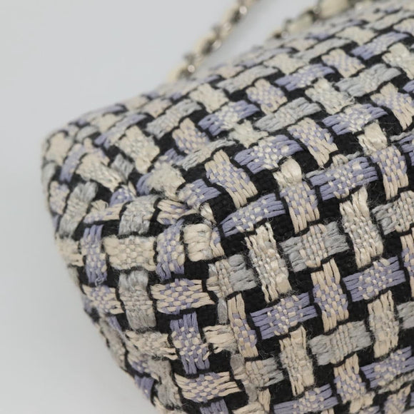 CHANEL Chain Shoulder Bag Tweed Blue CC Auth BD1099V