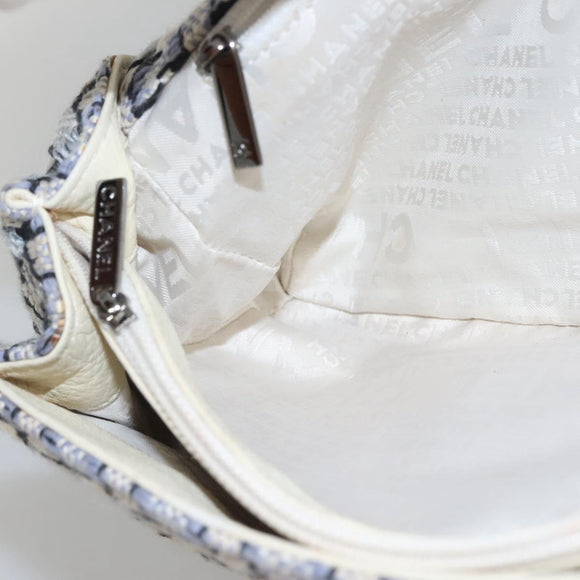 CHANEL Chain Shoulder Bag Tweed Blue CC Auth BD1099V