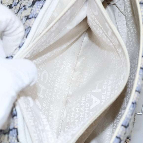 CHANEL Chain Shoulder Bag Tweed Blue CC Auth BD1099V