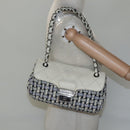 CHANEL Chain Shoulder Bag Tweed Blue CC Auth BD1099V-23