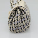 CHANEL Chain Shoulder Bag Tweed Blue CC Auth BD1099V-4