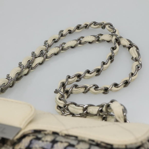 CHANEL Chain Shoulder Bag Tweed Blue CC Auth BD1099V