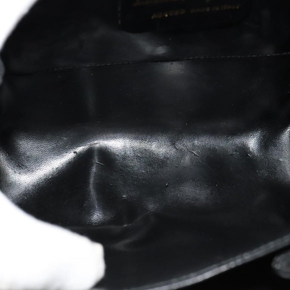 Salvatore Ferragamo Hand Bag Leather 2way Black Gold Auth BD1103