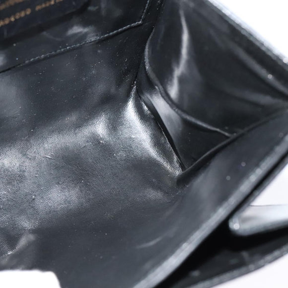 Salvatore Ferragamo Hand Bag Leather 2way Black Gold Auth BD1103