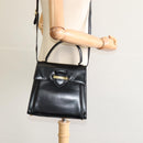 Salvatore Ferragamo Hand Bag Leather 2way Black Gold Auth BD1103-24