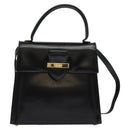 Salvatore Ferragamo Hand Bag Leather 2way Black Gold Auth BD1103-13