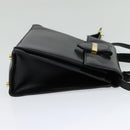 Salvatore Ferragamo Hand Bag Leather 2way Black Gold Auth BD1103-4