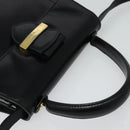 Salvatore Ferragamo Hand Bag Leather 2way Black Gold Auth BD1103-6