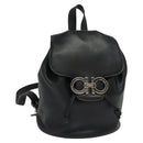 Salvatore Ferragamo Gancini Backpack Leather Black Silver Auth BD1104-1